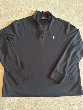 Polo by Ralph Lauren Black Quarter-Zip Pullover with White Pony